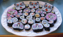 The entire plate of sushi. The entire plate of sushi.